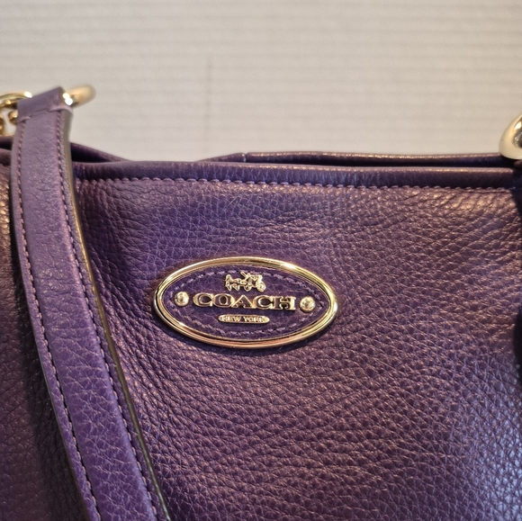 Coach Ava Chain tote Purse Pepple grain purple leather - Picture 2 of 9